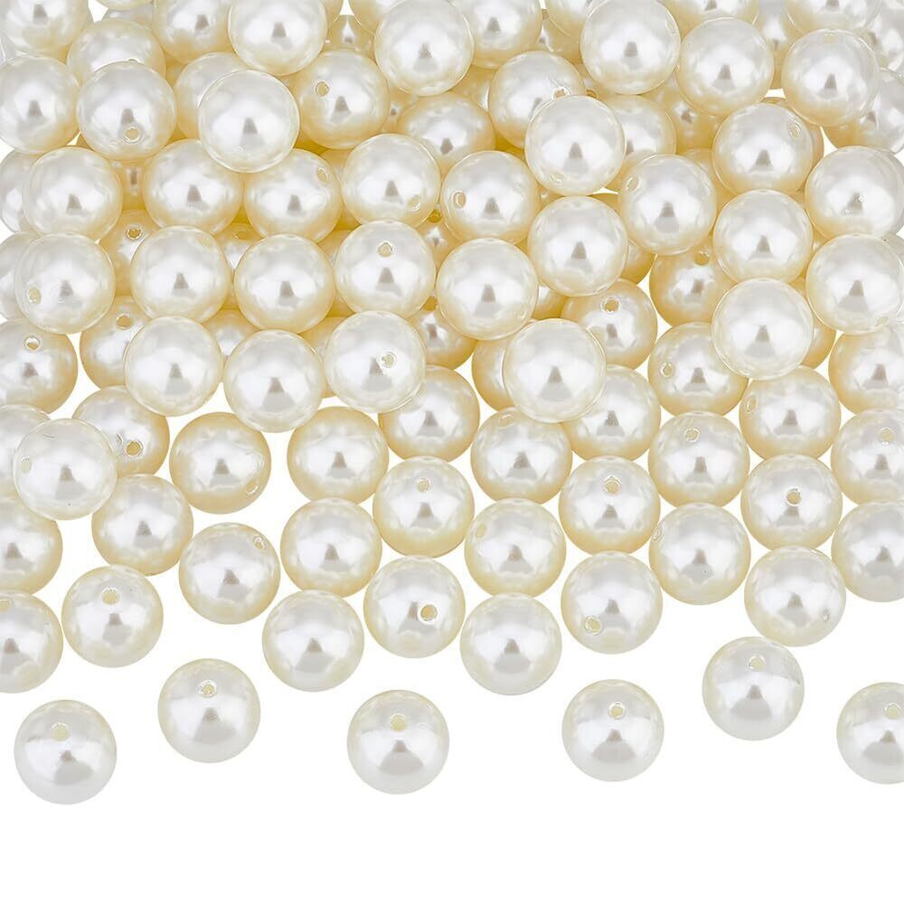 5019 About 120 Pcs 20mm Large Pearl Beads, Acrylic Round Beads, Creamy